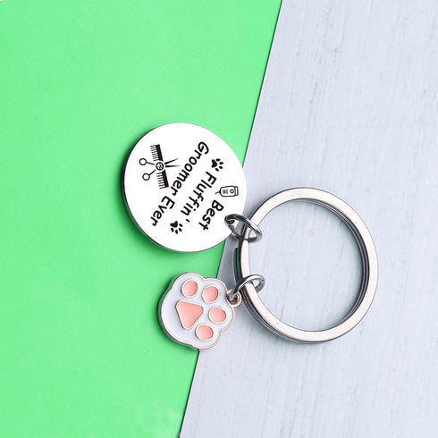 Dog Groomer Keychain, Dog Hairdresser Gift, Pet Beautician Keychain