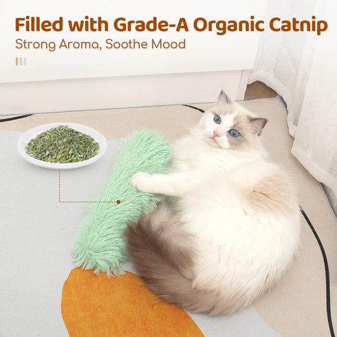 3 Pack, Potaroma Cat Toys Pillows, Soft and Durable Crinkle Sound with Catnip Inside, Interactive Indoor Kitten Kicker
