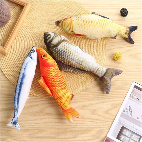 Genrico Cat-Teasing Toys Fish Tear-Teasing Cat Chew Plush Supplies Pet(Salmon)