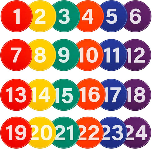 Shappy 24 Pcs Poly Spot Markers with Carry Bag 9 Inches Numbered