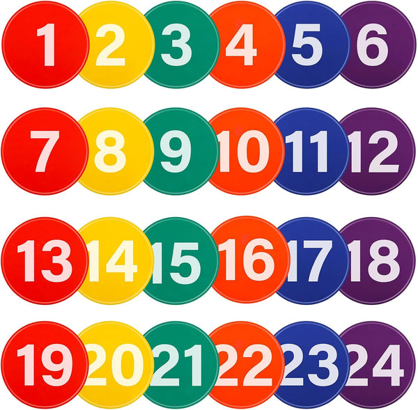 Shappy 24 Pcs Poly Spot Markers with Carry Bag 9 Inches Numbered