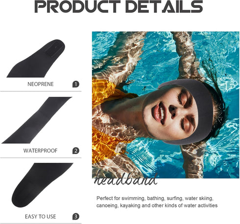 VALICLUD 2pcs Headbands for Women Athletic Swimming, Ear Plugs, Ear Protection Band for Swimmers