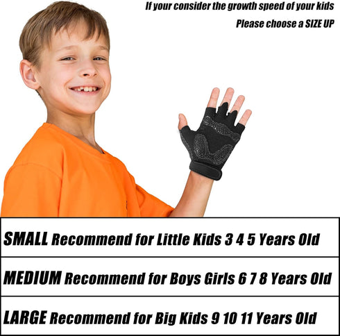 3-12 Luwint Kids Workout Gloves, Ventilated Grip Exercise Gloves for Boys and Girls Weightlifting Hanging Gym, Children