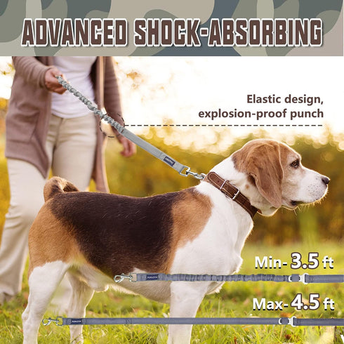 AUROTH Dog Leash for Large Dogs, Heavy Duty Bungee No Pull Leash, Grey Training Leash for Medium Large Breeds, 6FT/4.5FT