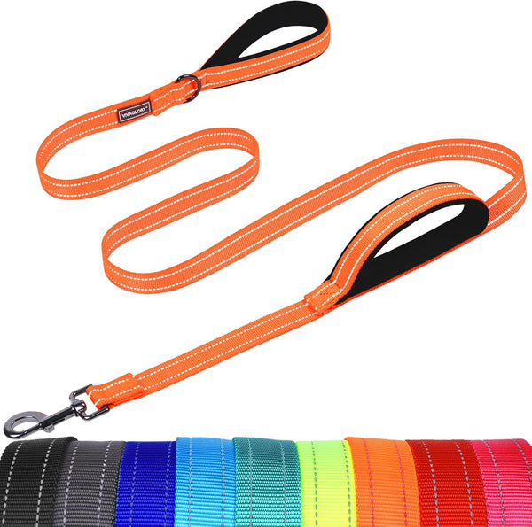 VIVAGLORY Twingrip Dog Leash, Double Handle Leash for Training & Walking with Traffic Handle & 2 Loop, Reflective Heavy