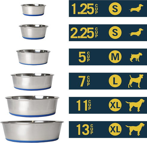Our Pets Durapet Stainless Steel Bowl, 5 Cups, 6.9" x 6.9" x 2.5"
