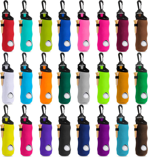 WILLBOND 24 Pcs Golf Ball Carry Bag, Neoprene Holder Pouch with Hook Keychain Belt Clip, Storage Accessories