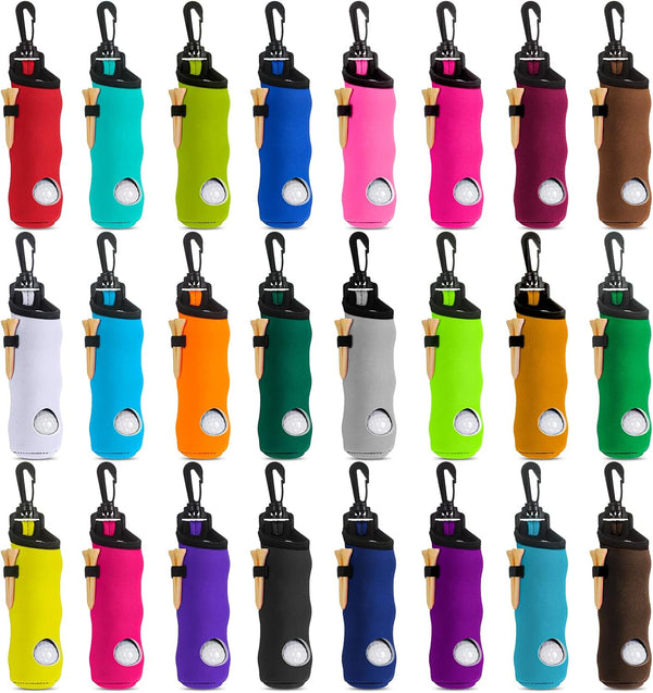 WILLBOND 24 Pcs Golf Ball Carry Bag, Neoprene Holder Pouch with Hook Keychain Belt Clip, Storage Accessories