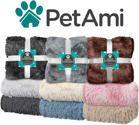 PetAmi Waterproof Dog Blanket - Queen Size Calming Pet Blanket, Sherpa Faux Fur, Soft Fluffy XL, 90x90 Tie-Dye Black