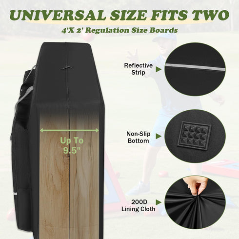 4' 2' 900D Cornhole Carrying Case Fits x Regulation Size Board, Heavy-Duty Cornhole Boards Bag with Front Pockets