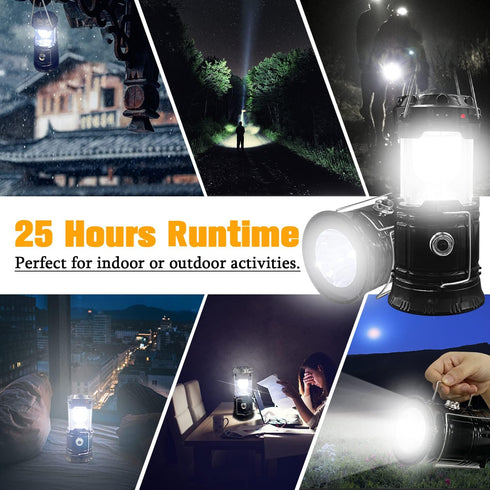XTAUTO 4-Pack Collapsible Portable LED Camping Lantern Lightweight Waterproof Solar USB Rechargeable LED Flashlight