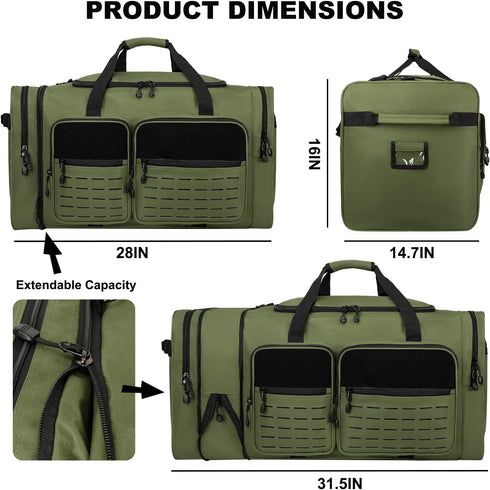 130L 32" Goloni Expandable Heavy Duty Extra Large Duffel Bag,Sports Gym Equipment Travel Duffle Bag for Soccer Baseball