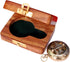 Brass Nautical Compass with Wooden Case - Antique Brass & Copper Sundial Compass for Camping, Hiking, Touring