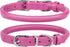 BRONZEDOG Rolled Leather Dog Collar with QR ID Tag, Hot Pink, for Small Medium Large Dogs (S: 12-14 Inch)