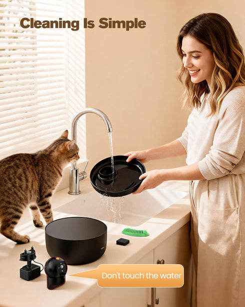 6 3 88oz/2.6L Battery Operated Cat Water Fountain: GOOIFUN Cat Fountain with Filters + Sponges - Cats Water Bowl