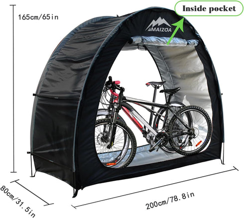 Outdoor Bike Covers Storage Shed Tent - 210D Oxford Waterproof Fabric Bicycle Cover with Aluminum Alloy Bracket
