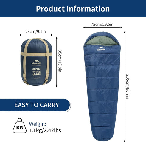 Naturehike 20 Degree Ultralight Mummy Sleeping Bag, 0 Degree Lightweight Sleeping Bag for Hiking and Camping