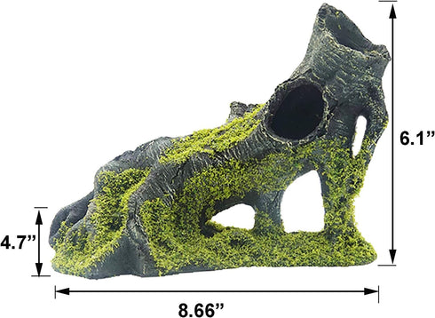 Aquarium Artificial Tree Hole Resin Ornament, Tree Stump Branch for Reptile Habitat Decoration, Fish Tank Hideaway Rock