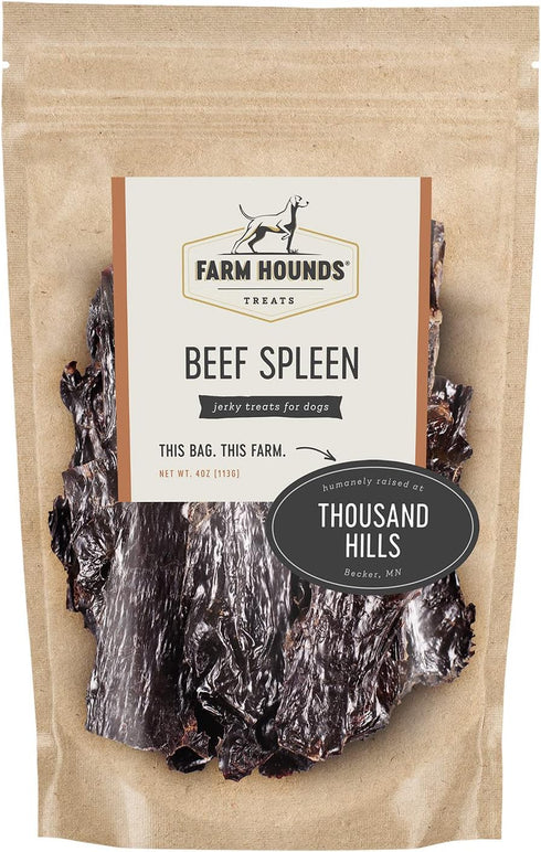 Farm Hounds Beef Spleen Jerky for Dogs - 4oz 2 Pack, Premium Natural Treat from Humanely Raised Cattle