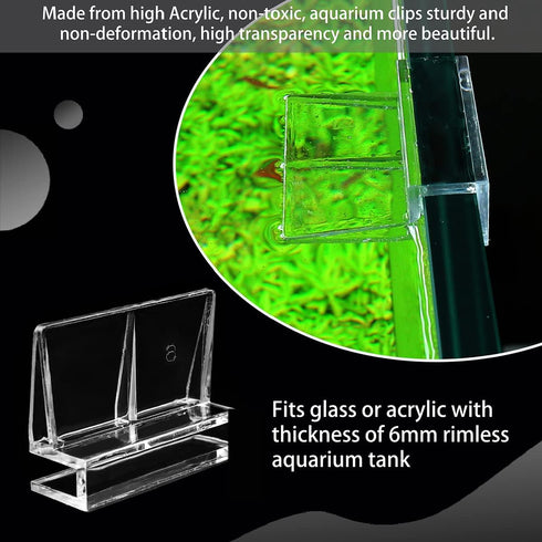 16 PCS 6mm Acrylic Aquarium Cover Clip, Clear Fish Tank Glass Support Holder for Rimless Aquariums