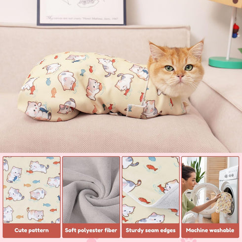 Dvxoc 25.6" 10lbs) Cat Grooming Wrap,cat wrap for Cutting Nails,Self-Adhesive cat Swaddle wrap cat Restraint cat wrap