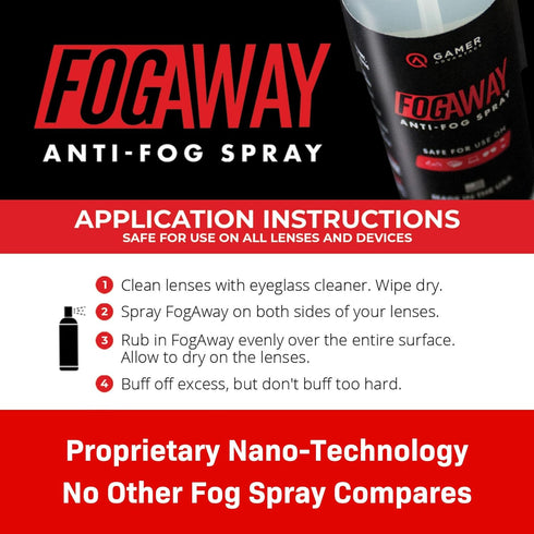 (2 Oz) Gamer Advantage FogAway - Anti Fog Spray for Swim Goggles, Glasses, and Home Electronics - Safe for All Lens