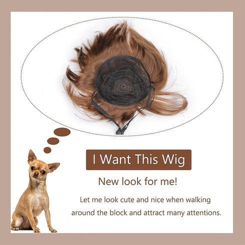 Dog Costume Cat Apparel, Curly Braids Headgear Wigs, Cute Funny Pet Hair Accessories (flax)