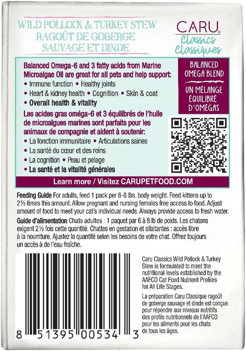 CARU Classics Wild Pollock & Turkey Stew Wet Cat Food, 5.5-oz box, case of 12