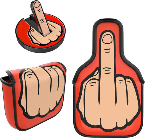 Red Middle Finger Golf Putter Head Covers & Ball Marker - Premium Golf Club Protector with Magnetic Closure
