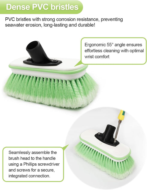 TEYOUAI 4 20" 62" 9.5" 4.7"x3.5" Boat Brush Telescoping Handle Section Marine Scrub Extendable to Metal Connector Deck