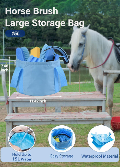 13-Piece Set Set Horse Grooming Kit, Horse Brush with Organizer Bag Complete Care, Mane Braiding Kit, Brushes & Curry