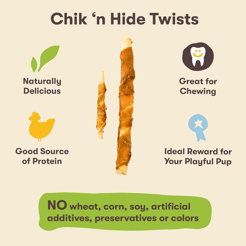 Pet 'n Shape Hide Twists, Chicken Wrapped Rawhide Dog Treats, Small Twist, 2 Pounds