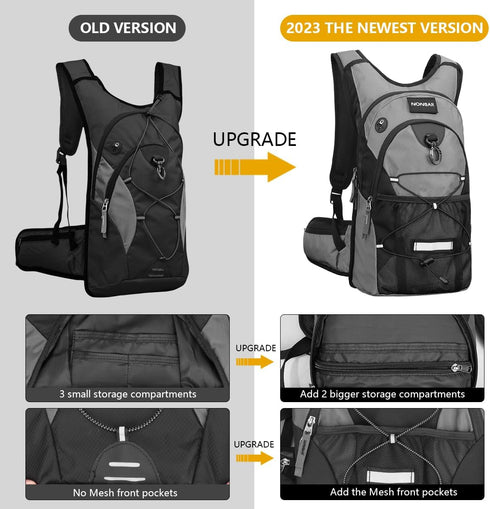 NONSAR 3L Hydration Backpack Pack with Insulated Water Bladder, Daypack for Hiking, Running, Climbing, Rave, Festival,