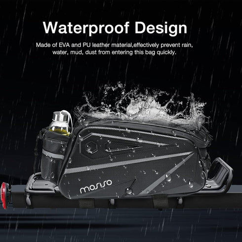 MOSISO Bike Rack Bag, Waterproof Bicycle Trunk Bag, 14L EVA Mountain Bike Rear Seat Bag with Shoulder Strap, Black