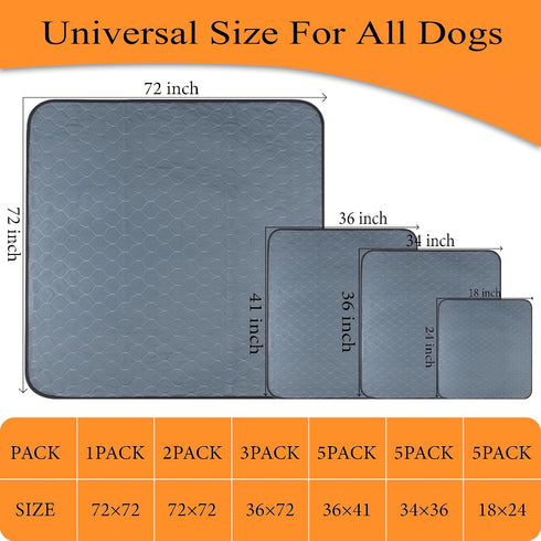 72x72, 2 Pack, Bunlitent Washable Pee Pads for Dogs Extra Large Reusable Puppy Pads, Dog Training Pads with Quick Dry