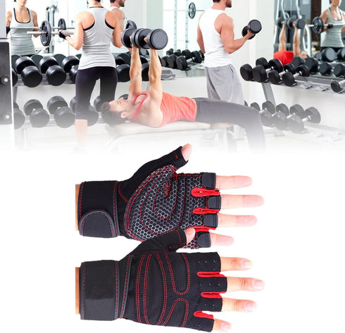 RiToEasysports Fitness Gloves, Non Slip Microfiber Silicone Palm Breathable Ottoman Back with Wrist Wrap