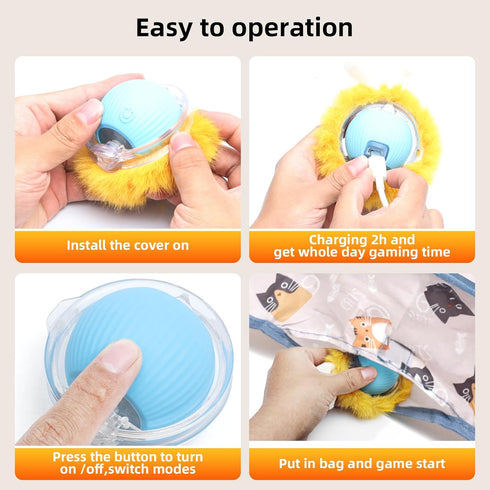 EcoPinnacle Interactive Cat Toy Ball, Automatic Moving Cat Ball in Pouch,Interactive Cat Toys for Indoor Cats,Motion