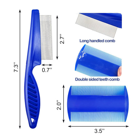 4 Different Flea Combs, Stainless Steel Round Teeth Dog Cat Lice Combs, Durable Fine Tooth Pet Tear Stain Remover Tool,