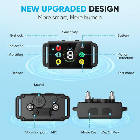 MODUS Dog Bark Collar, Rechargeable Anti Barking Training Collar with 8 Adjustable Sensitivity for All Dog Sizes