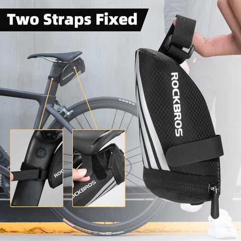 ROCKBROS Small Bike Saddle Bag, Under Seat Bicycle Storage Pouch for Road Mountain MTB