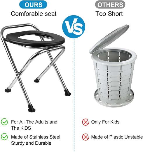 DSUWAZU Portable Toilet for Camping, Portable Toilet Seat, Portable Toilet Travel, Stainless Steel Portable Toilet