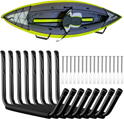 JaGely 8 Pcs Wall Mount Kayak Storage Rack, Heavy Duty Hooks for Canoe, Paddle Board, Bicycle & More
