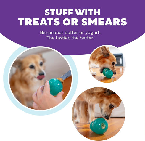 Outward Hound Double-Tuff Interactive Treat Stuffer Dog Chew Toy, Durable Medium Dog Toy, Blue