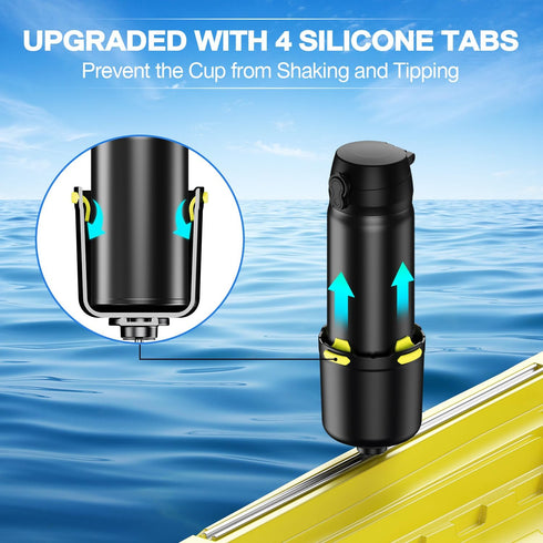 Kayak Cup Holder with Rubber Tab, Multifunctional Water Bottle Holder, Phone Holder, Fishing Tool