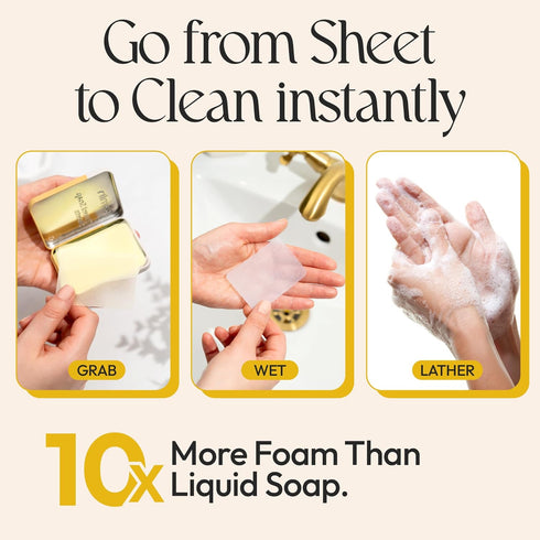 300 FOMIN - Antibacterial Paper Soap Sheets Tin for Traveling - Variety (Unscented, Orange, Lemon) Portable Travel Hand