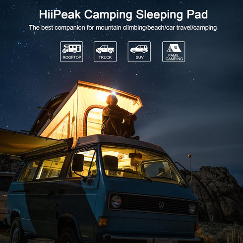 HiiPeak Inflatable Double Camping Mat, Ultralight Sleeping Air Pad with Foot Pump & Pillow for 2 Person