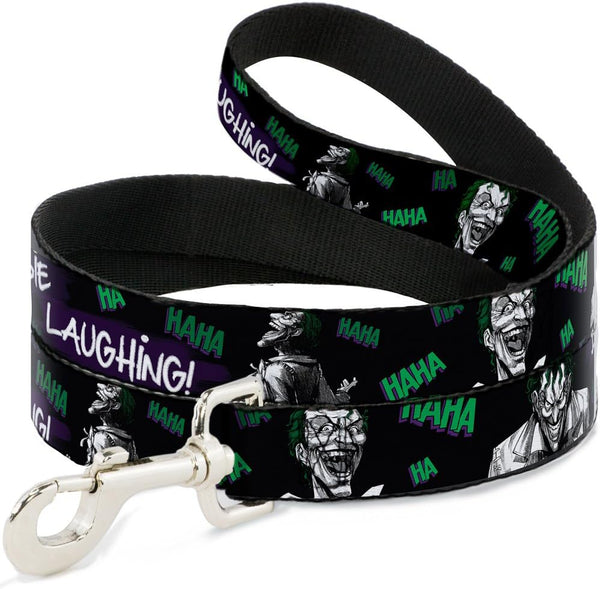 Dog Leash 4 Feet Long, Joker Die Laughing Haha, Black Purple Green, 0.5 Inch Wide