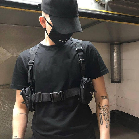 Unisex Black Chest Rig Bag - Streetwear Tactical Vest Hip-hop Chest Bags Fashion Tactics Waist Pack for Women