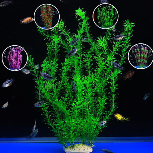 2 pcs Extra Large Aquarium Decor Plastic Plants, 21 Inches Tall Artificial Fish Tank Decorations (Green)