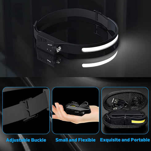 Rechargeable Headlamp, 230° Wide Beam LED Head Lamp with Motion Sensor, 5 Modes for Outdoor Camping Headlight